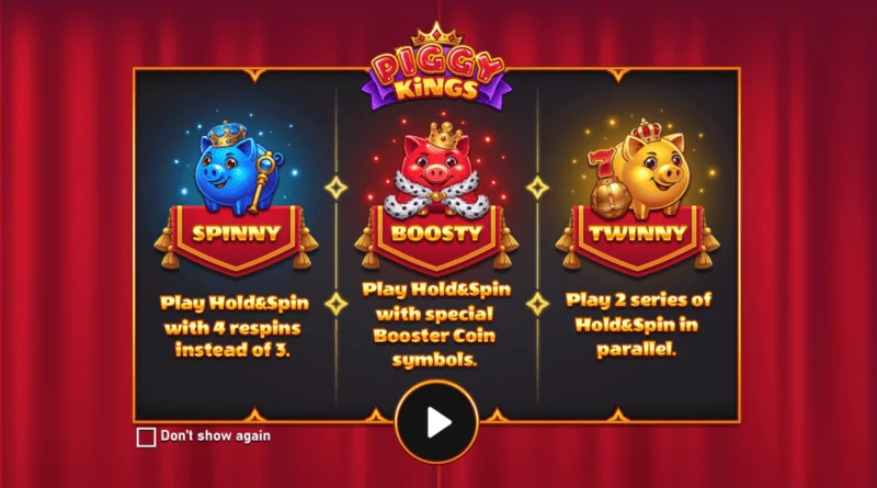 Piggy Kings - главен екран с три прасенца и барабани